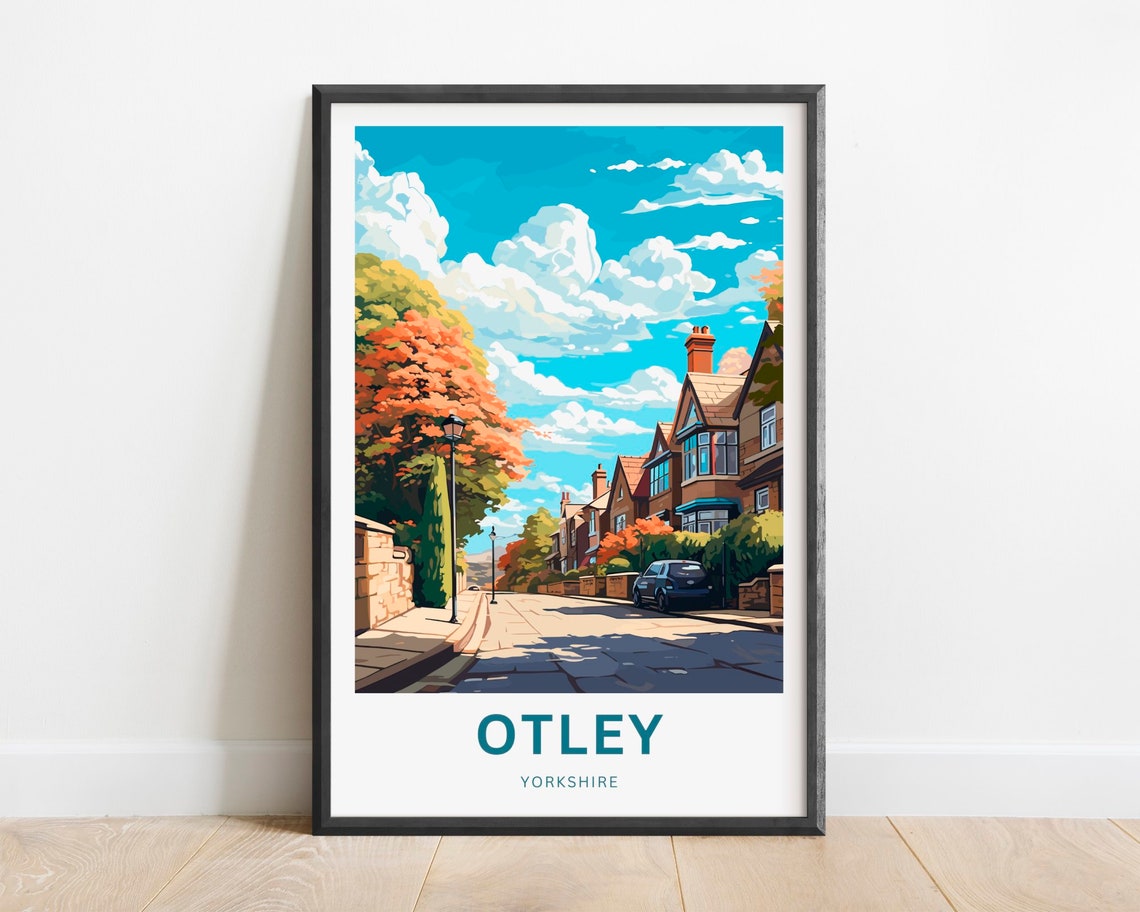 Otley Yorkshire Autumn Street Brick Houses Fall Colors Poster