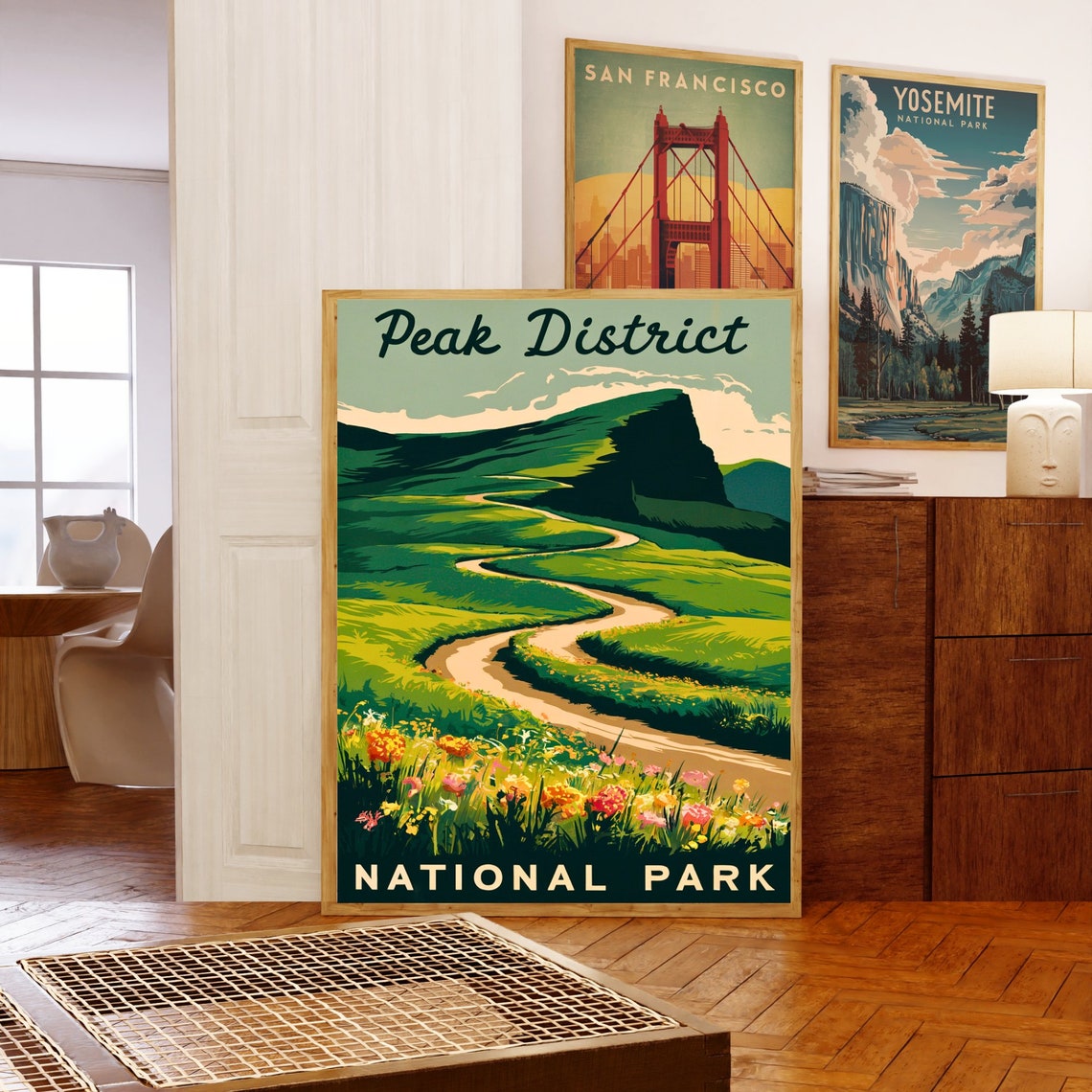 Peak District National Park Wildflower Path Over Rolling Hills Poster - Image 5
