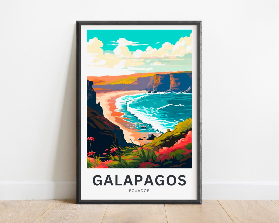Galapagos Island Travel Print Galapagos Island Poster Ecuador Wall Art Framed Present Gift Ecuador Present