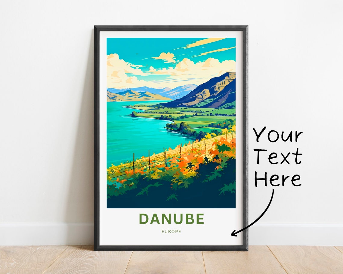 Danube Europe Autumn Vineyard River Valley Custom Text Poster