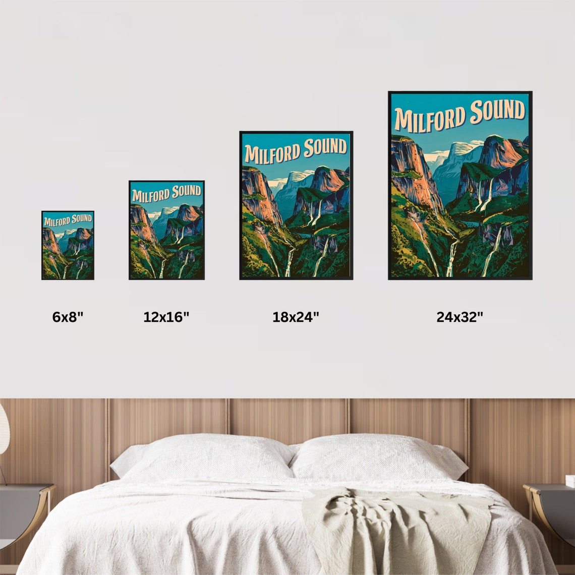 Milford Sound Vintage Travel Poster Milford Sound Print New Zealand Wall Art Framed Present Gift New Zealand Present - Image 3