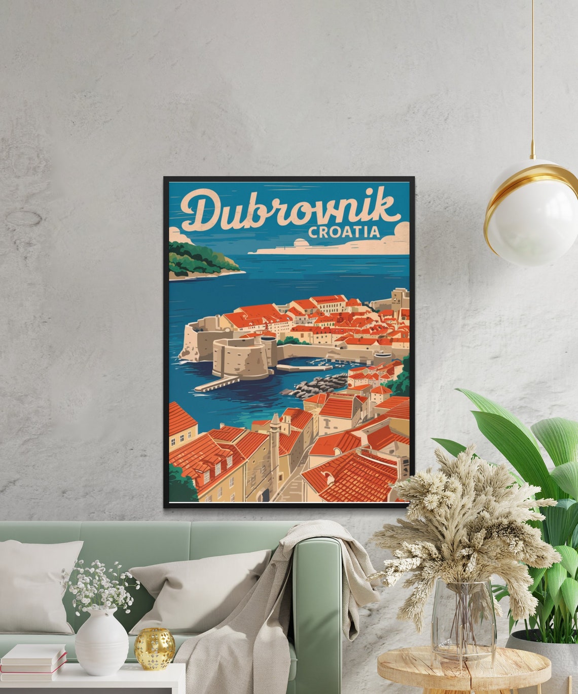 Dubrovnik Croatia Old Town Walls Red Roofs Vintage Travel Poster - Image 4