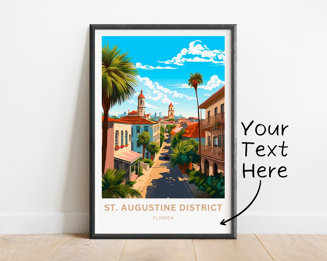 Personalized Saint Augustine District Florida Old Town Travel Poster