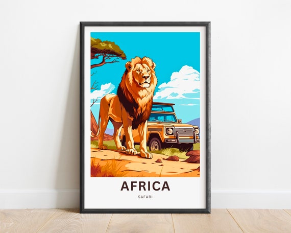 Africa Safari Travel Print Africa Safari Poster African Wall Art Framed Present Gift Africa Present Customize Your Text