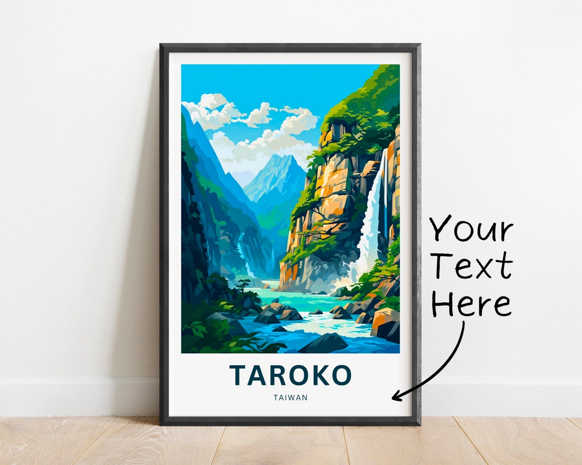 Personalized Taroko Taiwan Gorge Waterfall Custom Text Poster