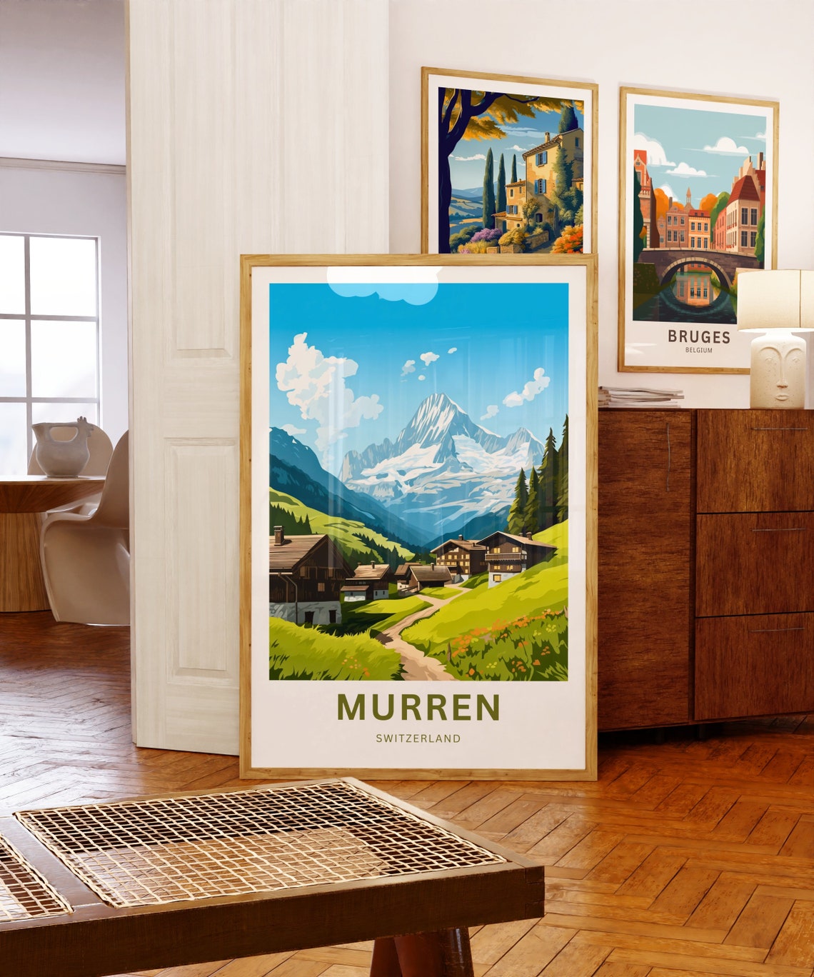 Murren Switzerland Summer Alpine Chalets Wildflower Travel Poster - Image 5