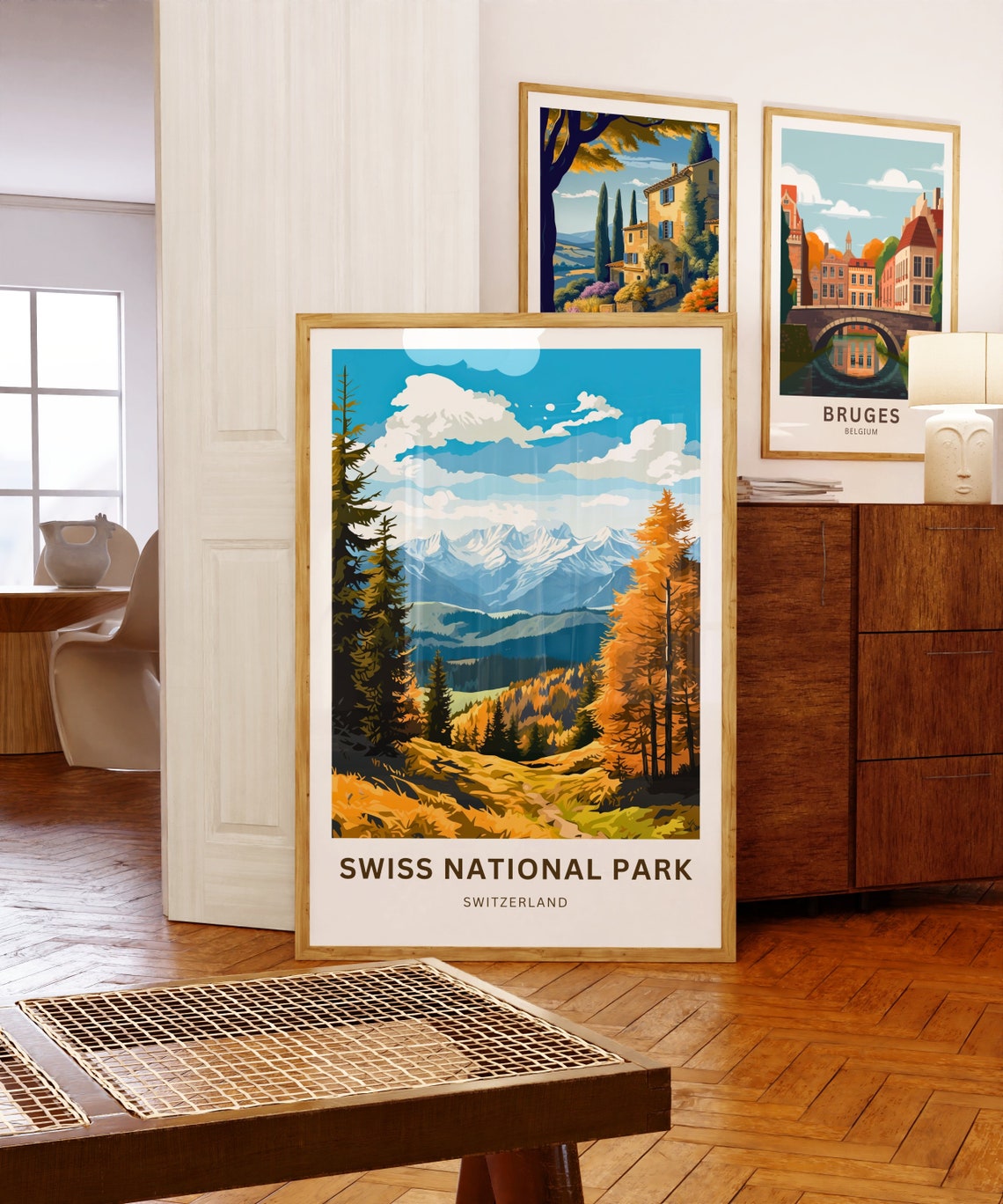 Swiss National Park Autumn Larch Forest Mountain Scene Poster - Image 5