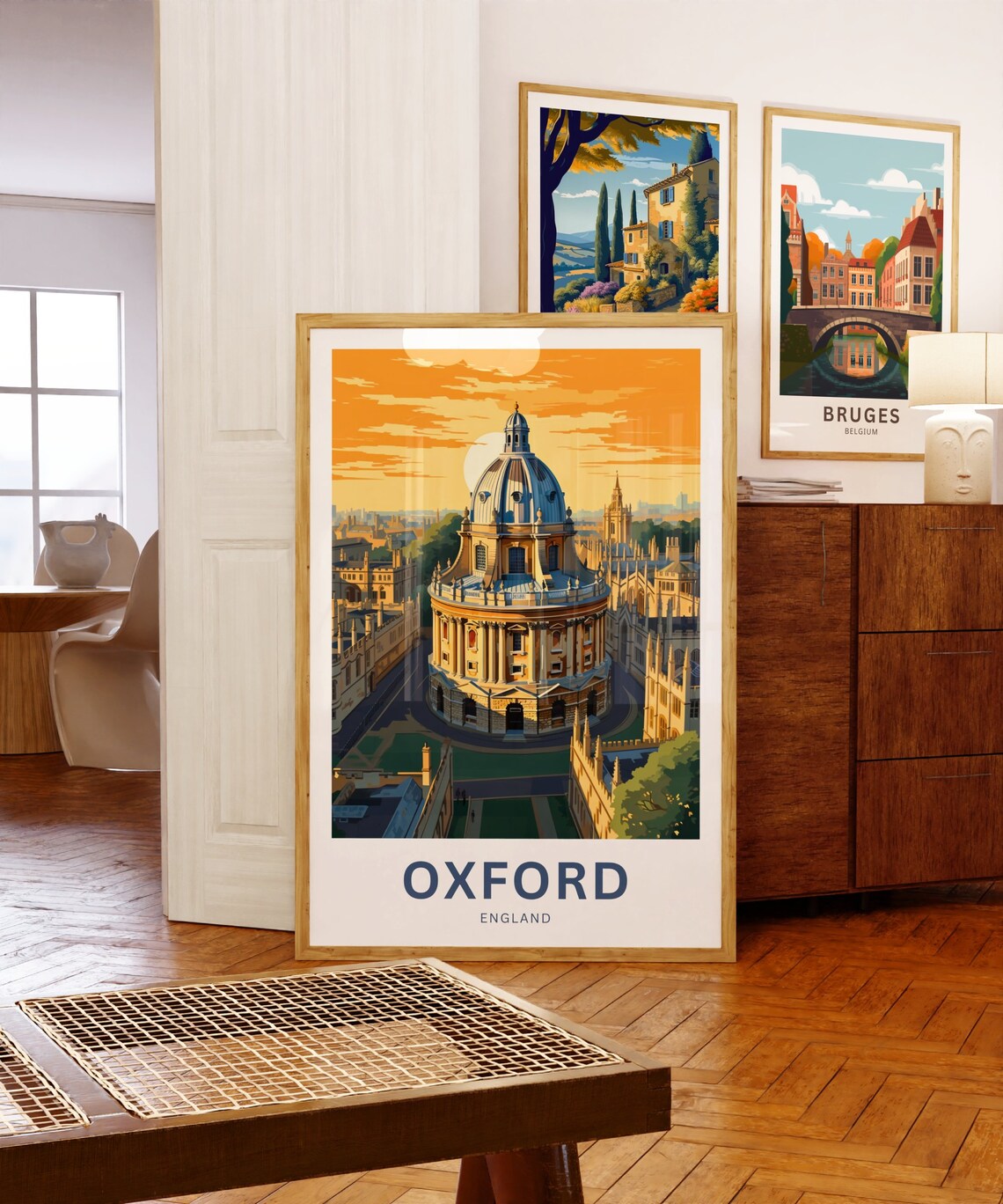 Oxford England Radcliffe Camera Glowing Sunset Skyline Poster - Image 5