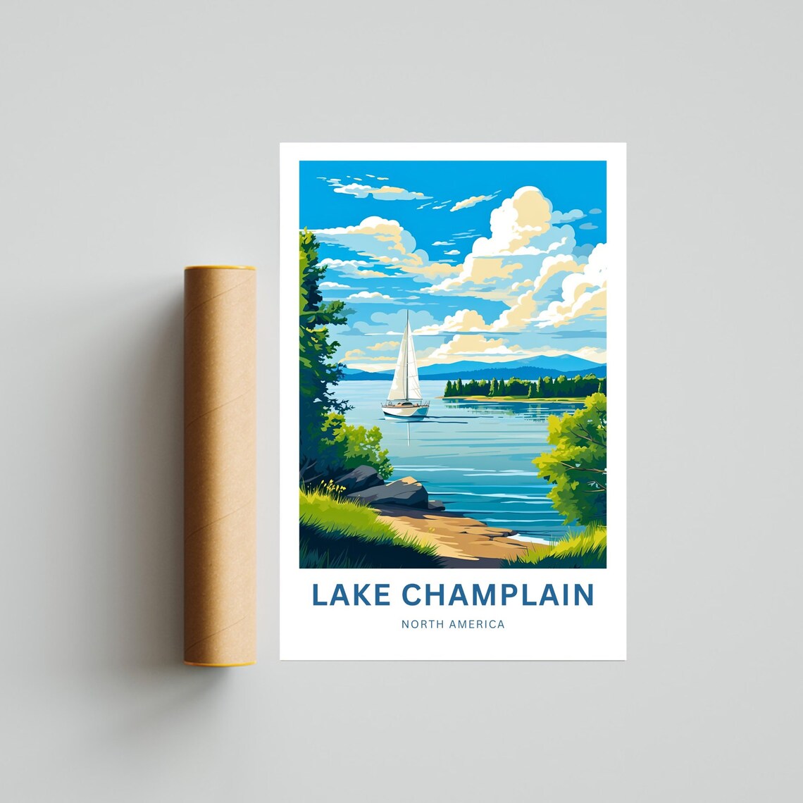 Personalized Lake Champlain Travel Poster, North America - Image 4
