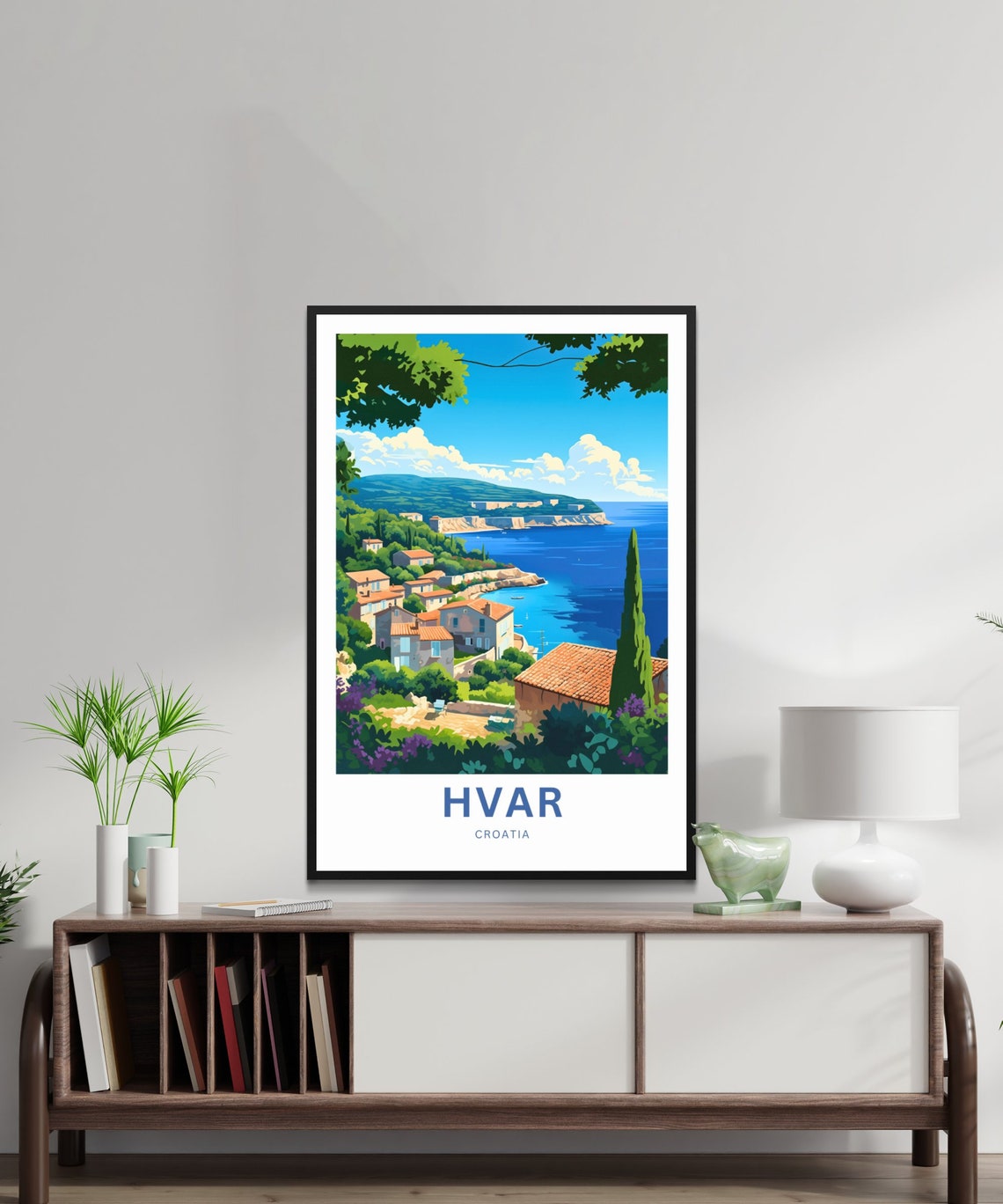 Personalized Hvar Croatia Cypress Coast Village Travel Poster - Image 2