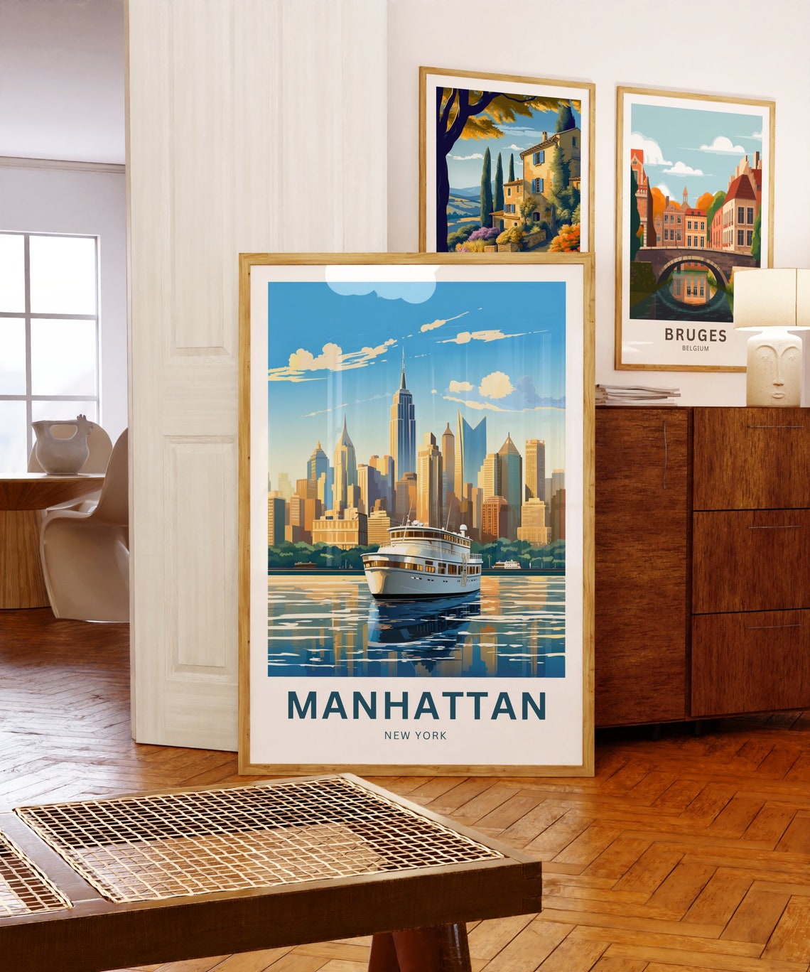 Manhattan New York Skyline Yacht Empire State Sunset Travel Poster - Image 5