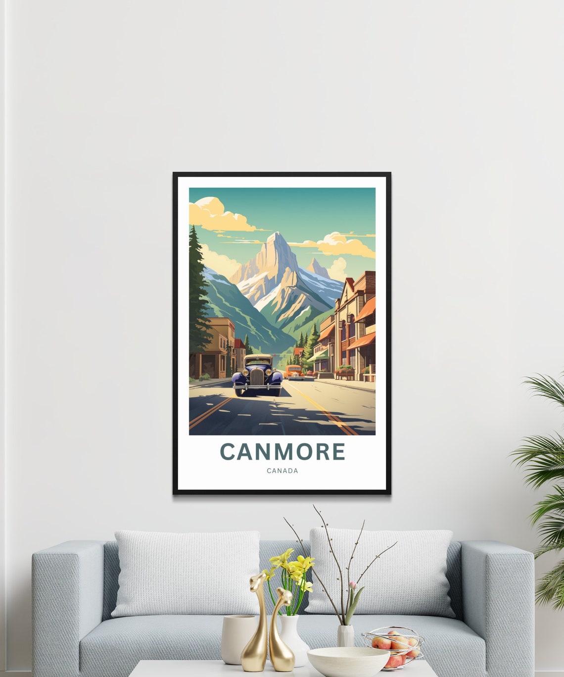 Canmore Canada Rocky Mountain Town Vintage Car Travel Poster - Image 3