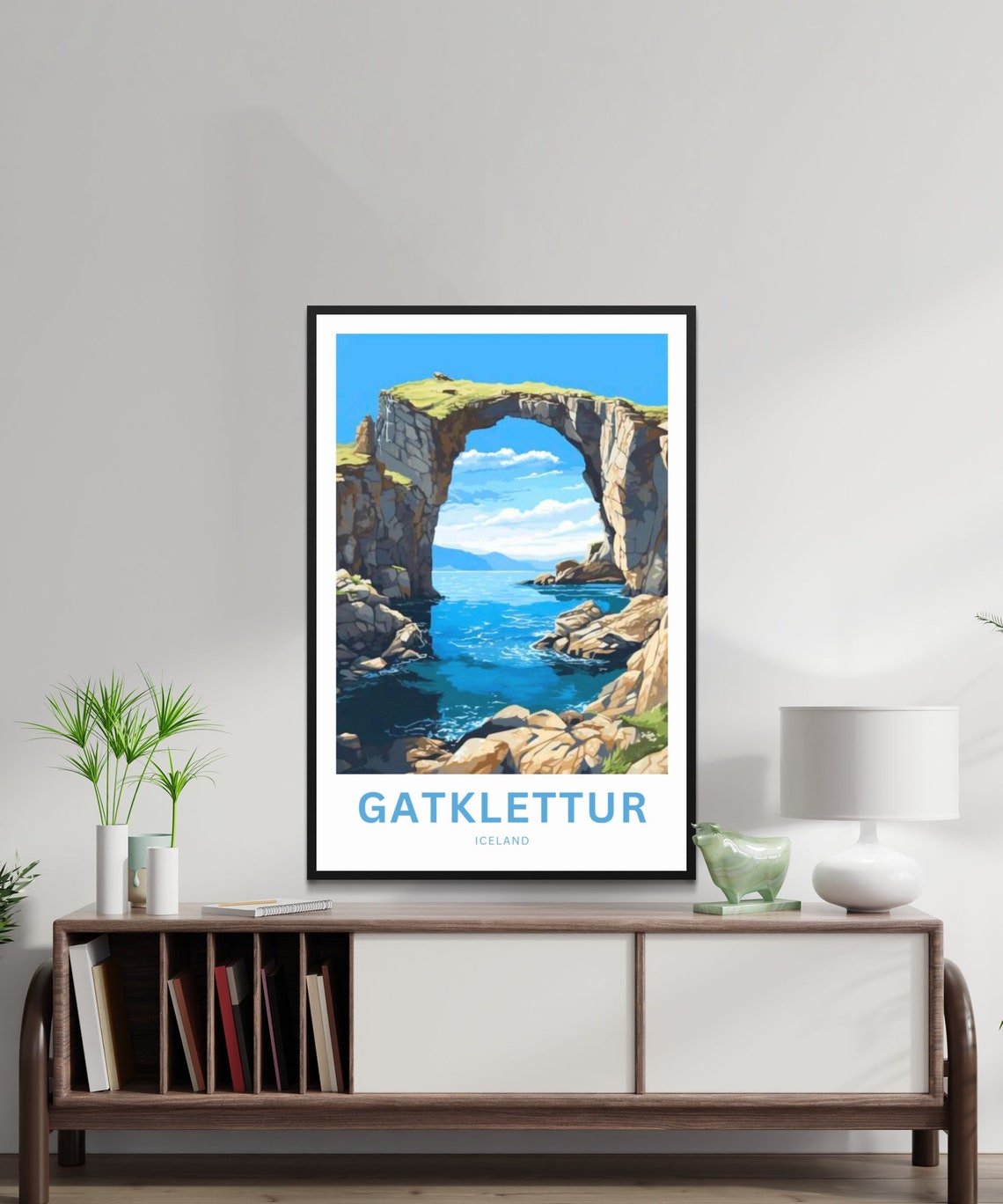 Personalized Gatklettur Iceland Poster of Natural Rock Arch Art - Image 2