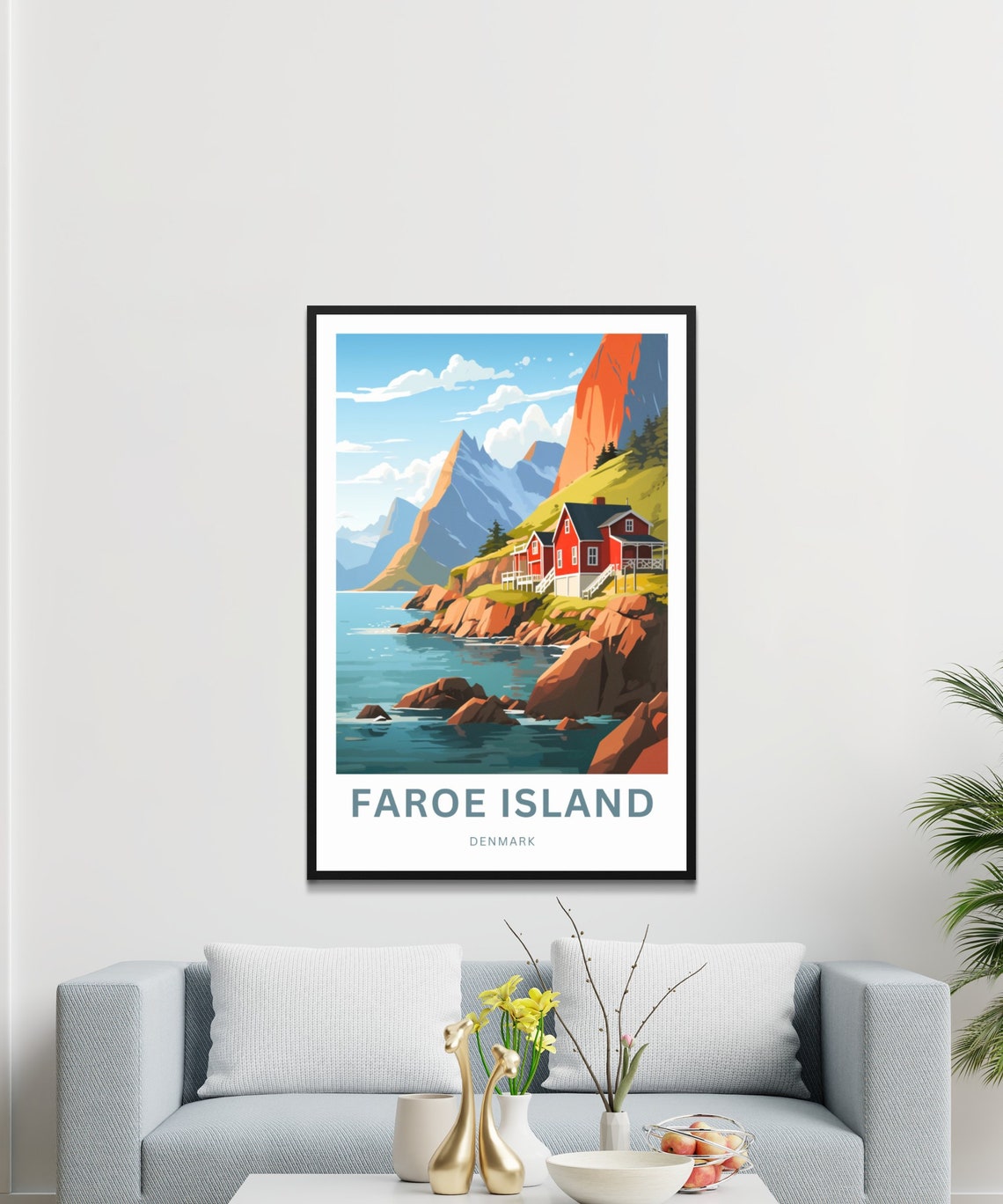 Faroe Island Denmark Coastal Cliffs Personalized Travel Poster - Image 3