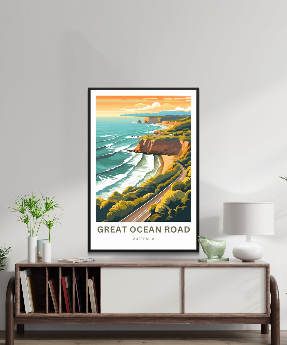 Great Ocean Road Australia Travel Poster with Coastal Cliff Sunset - Image 2