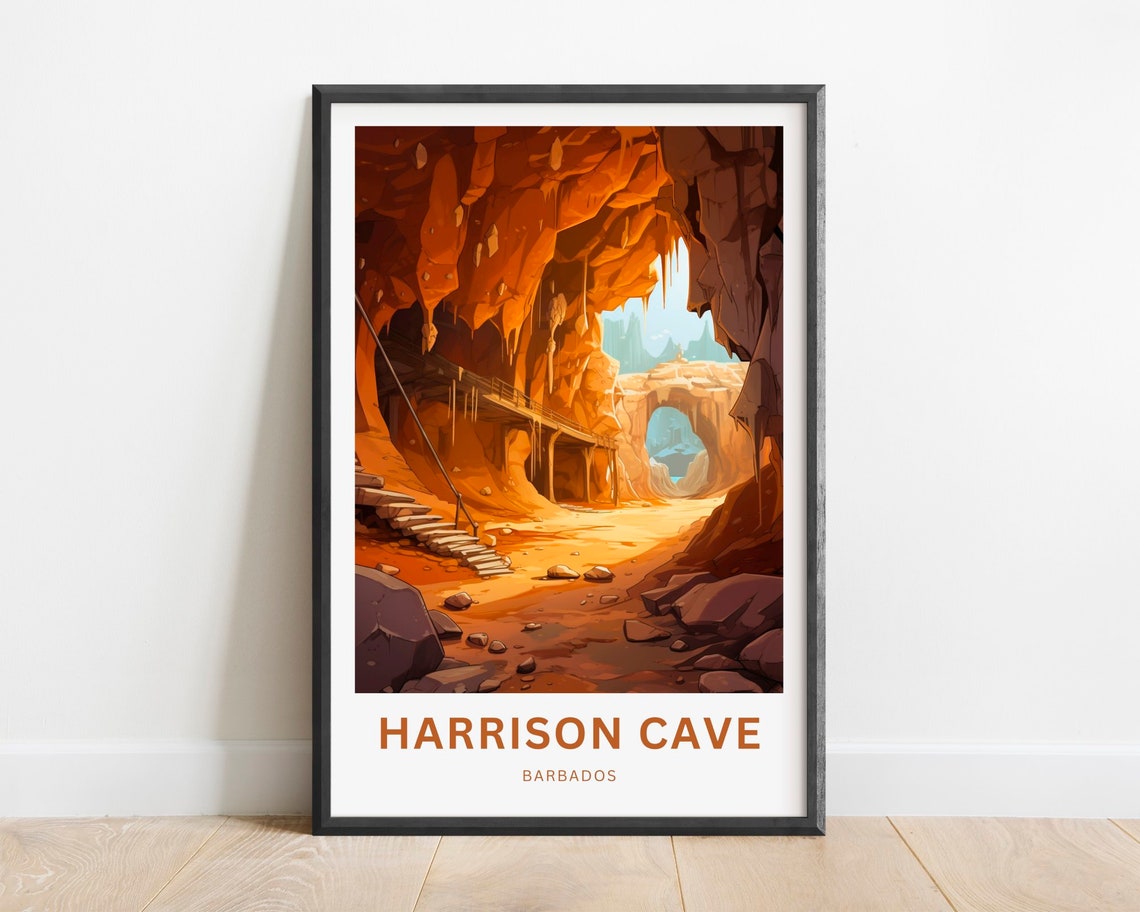 Harrison Cave Barbados Glowing Stalactite Cavern Travel Poster