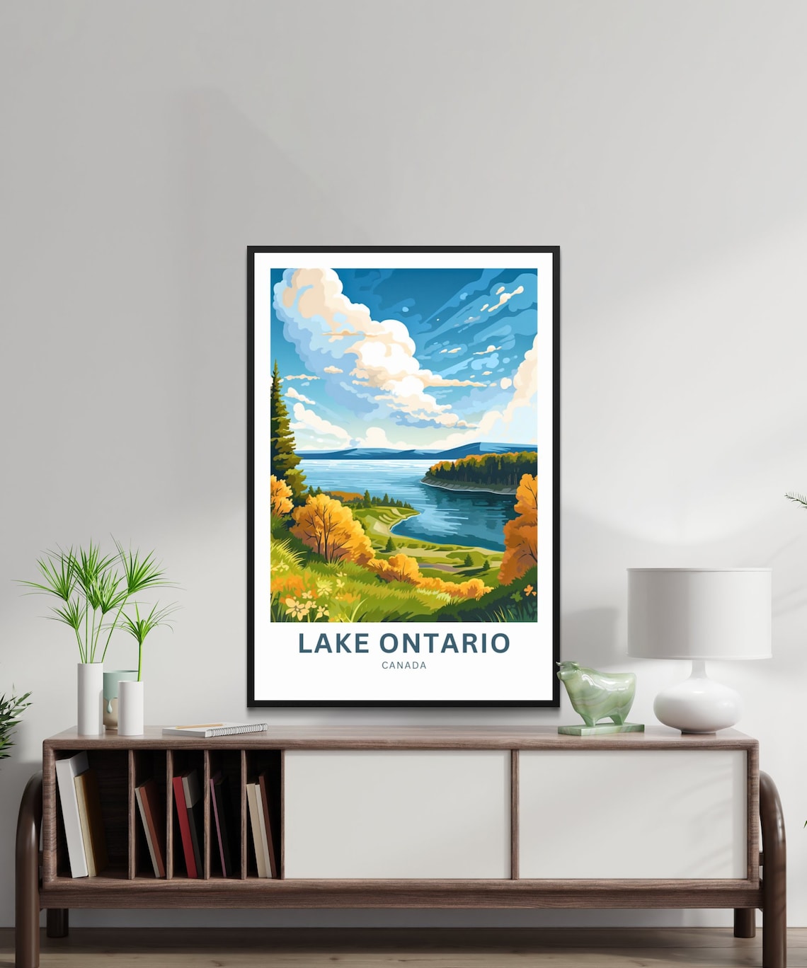 Lake Ontario Canada Calm Autumn Inlet Hills View Travel Poster - Image 2