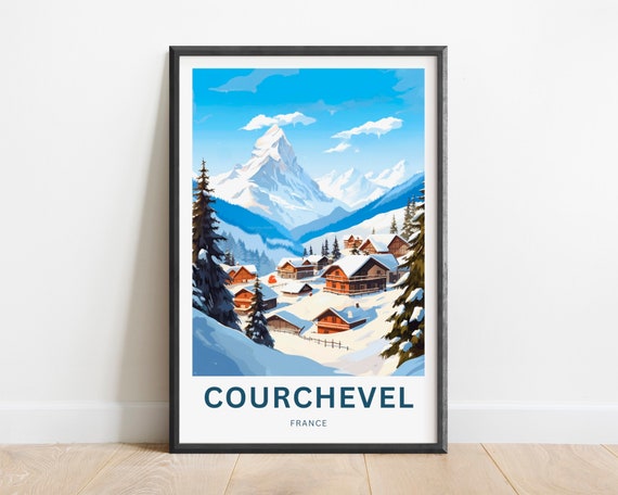 Courchevel Travel Print Poster France Wall Art Framed Present Gift