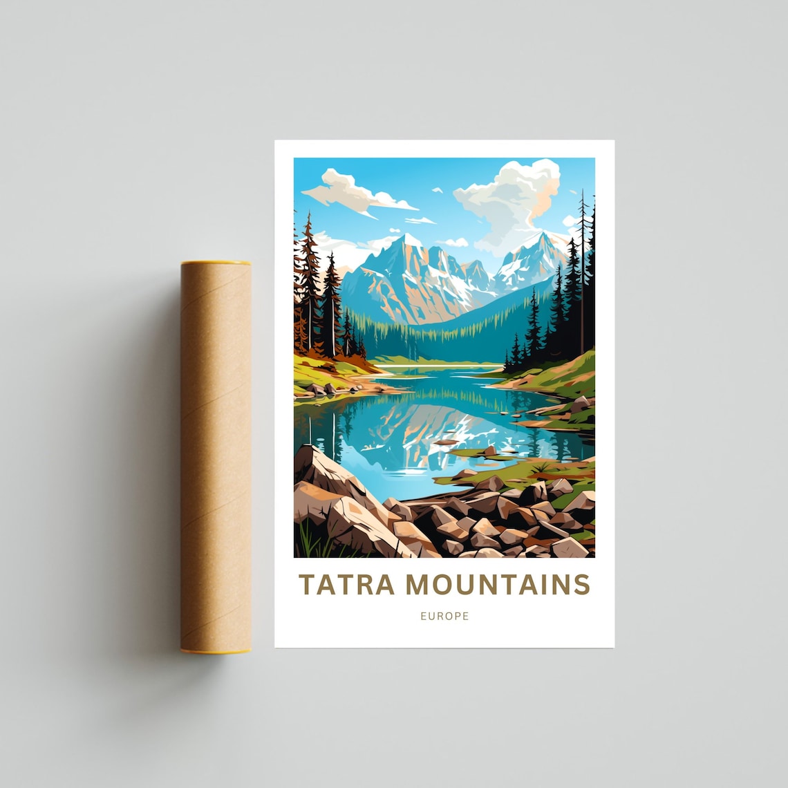 Tatra Mountains Europe Custom Text Alpine Lake Peaks Travel Poster - Image 4