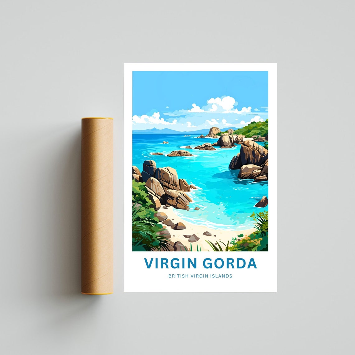 Virgin Gorda British Virgin Islands Rocky Coast Turquoise Waves Poster - Image 4