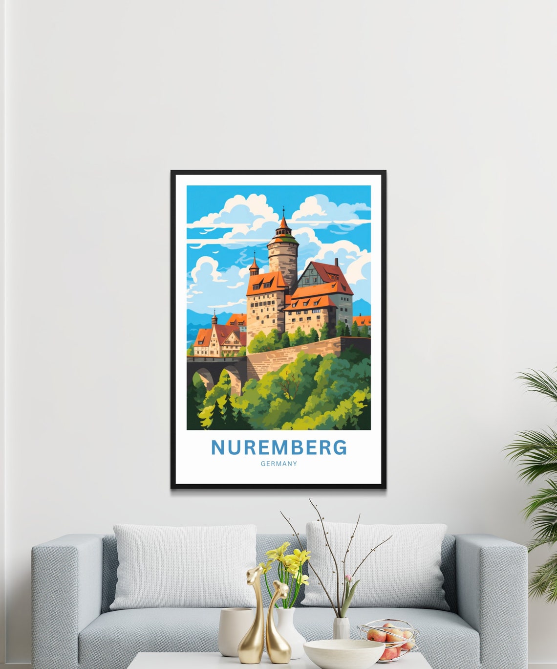 Nuremberg Germany Personalized Medieval Castle Tower Travel Poster - Image 3
