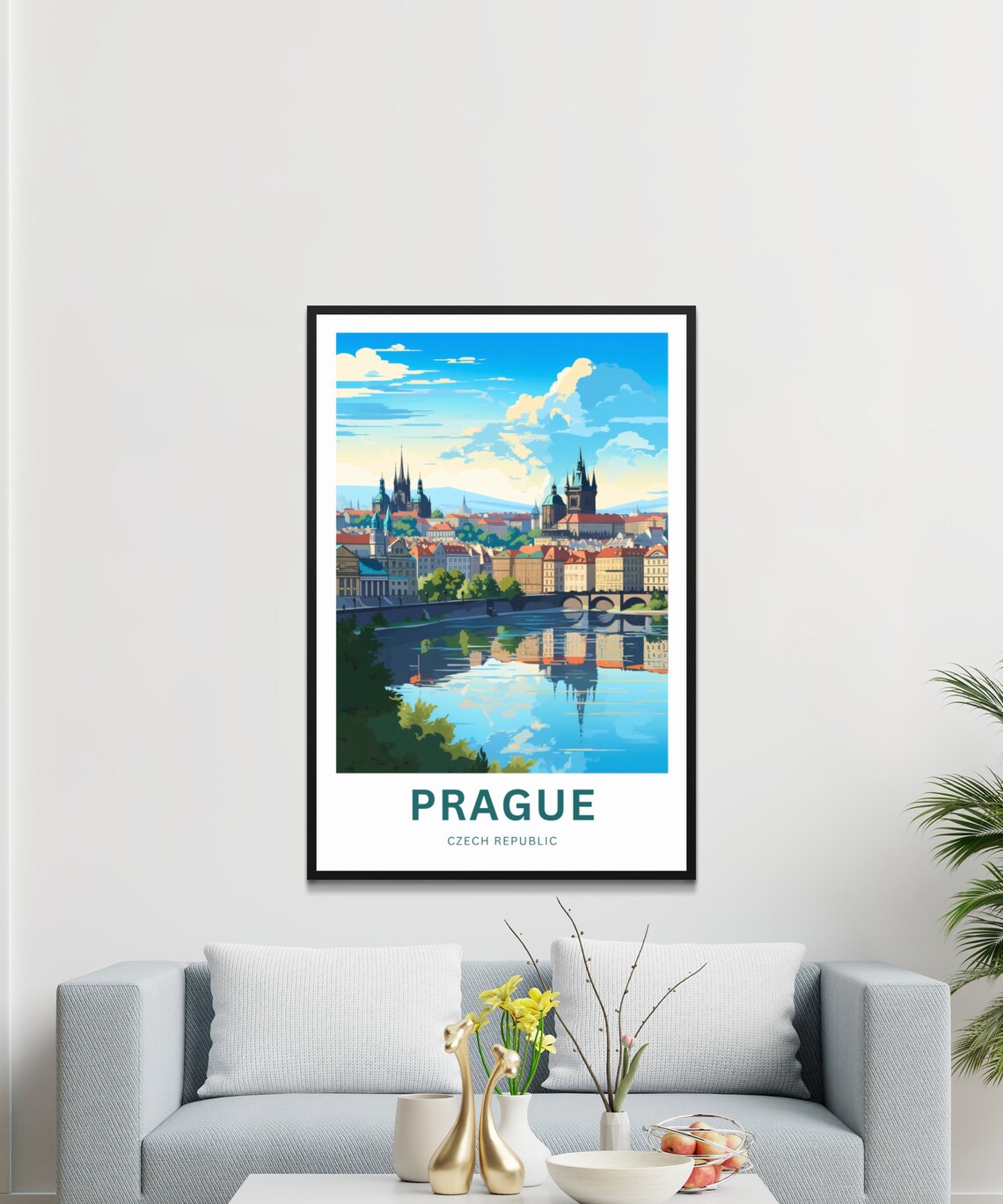 Personalized Prague Czech Republic Vintage Travel Poster Old Town Art - Image 3