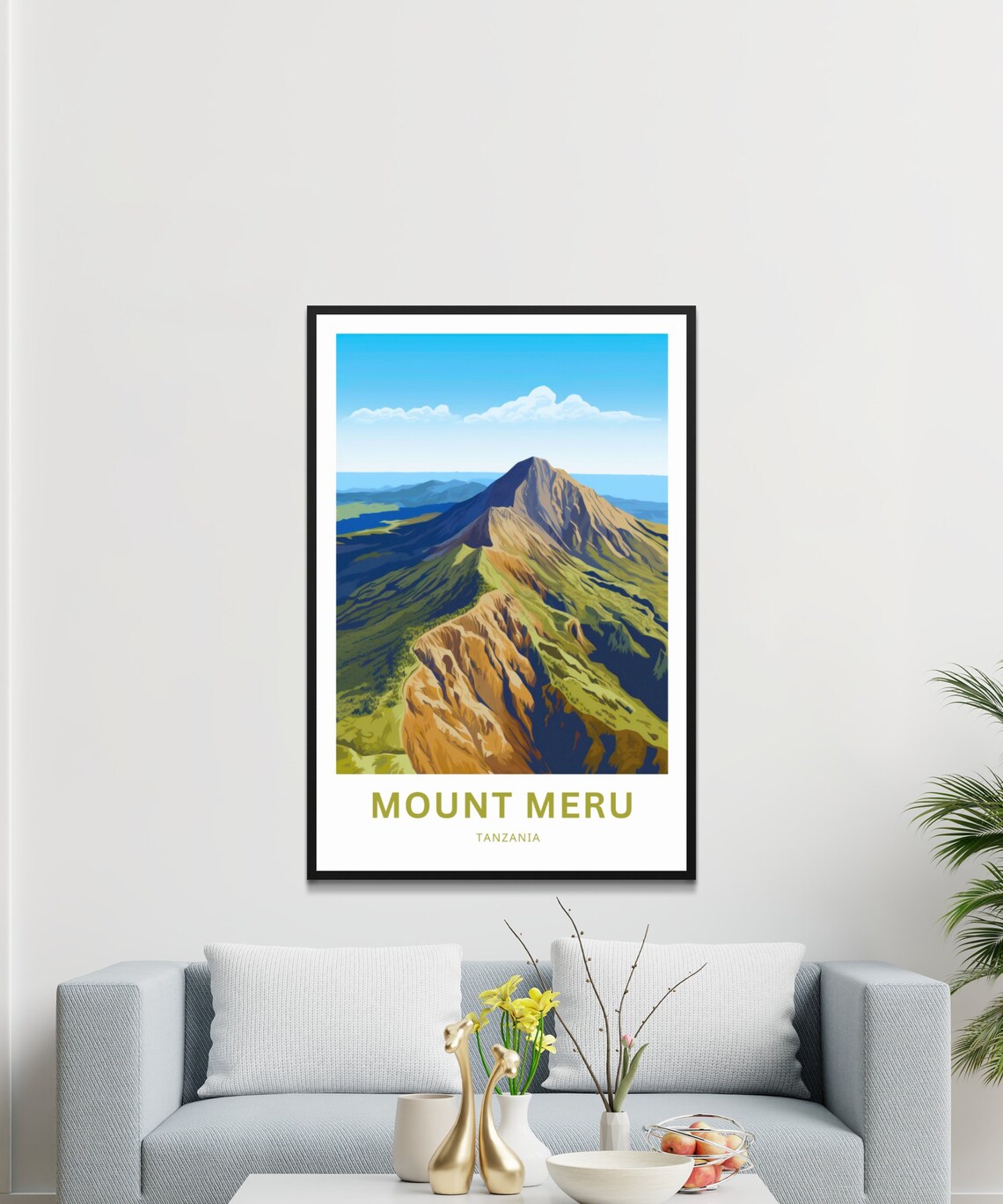 Vibrant Mount Meru Tanzania Mountain Landscape Travel Poster - Image 3