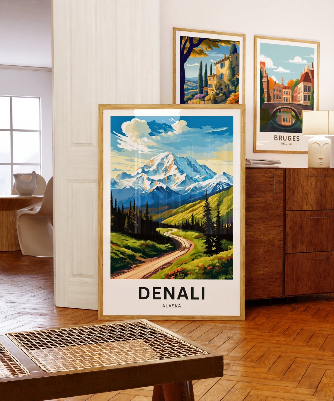 Denali Alaska Mountain Road Vintage Travel Poster Personalized Gift - Image 5