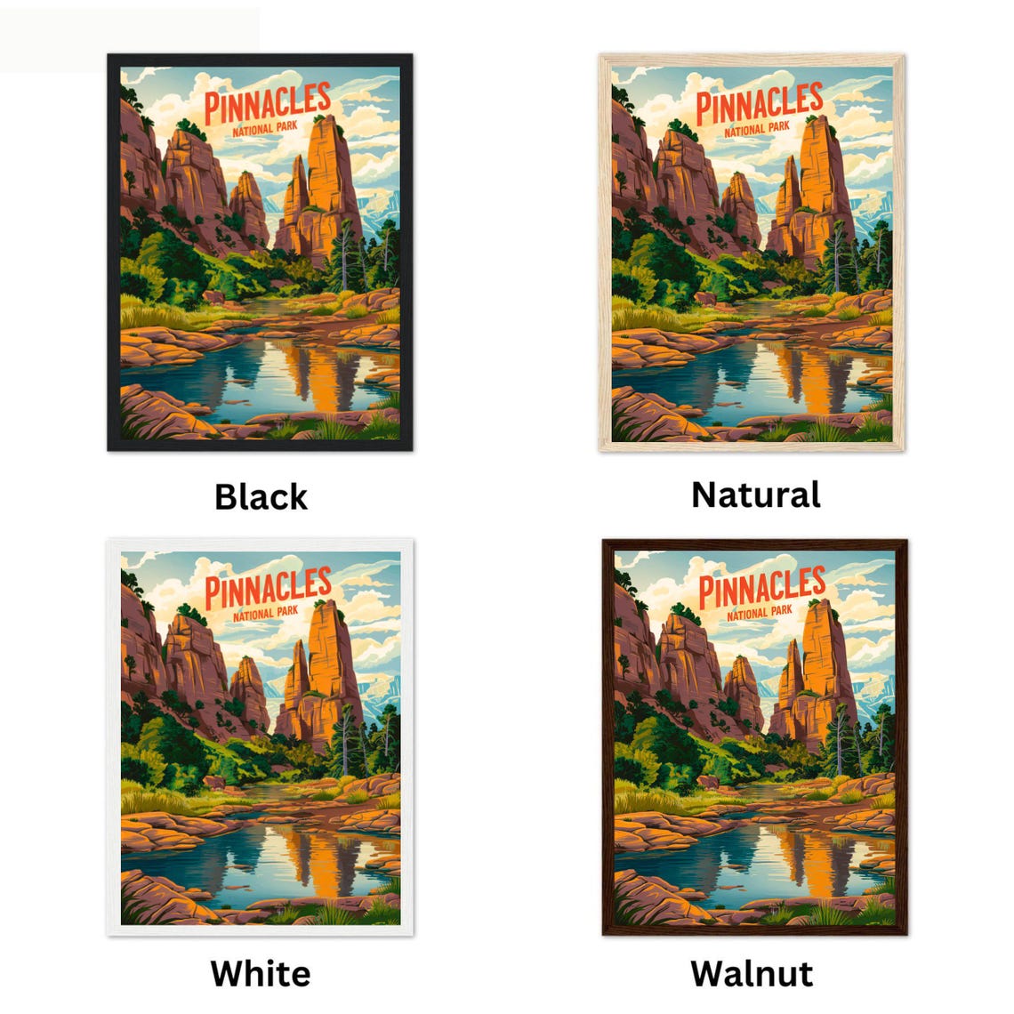 Pinnacles National Park Red Rock Spires Pool Reflection Travel Poster - Image 4