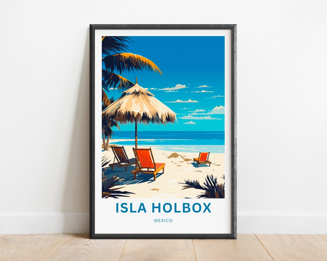 Isla Holbox Travel Print Isla Holbox Poster Mexico Wall Art Framed Present Gift Mexico Present