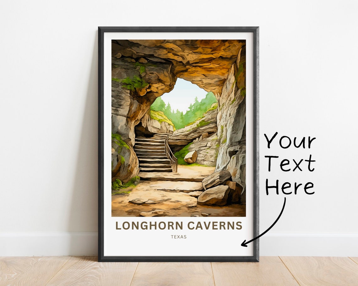 Personalized Longhorn Caverns Texas Cave Entrance Stairs Poster