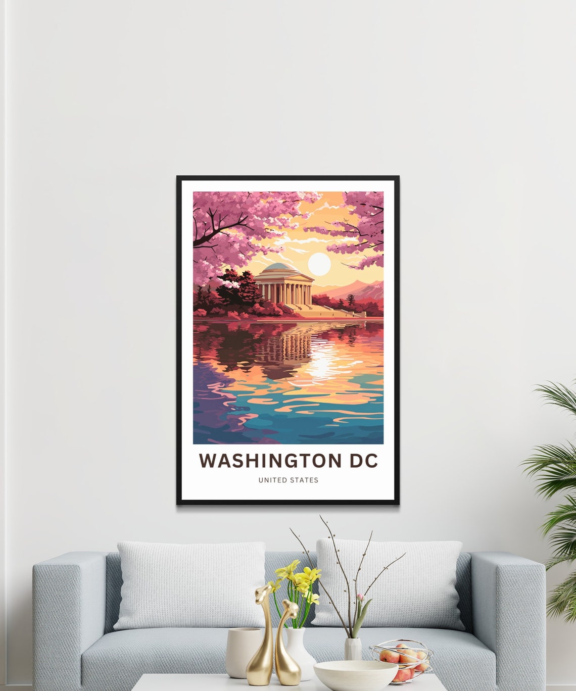 Personalized Washington DC Jefferson Memorial Sunset Reflection Poster - Image 3
