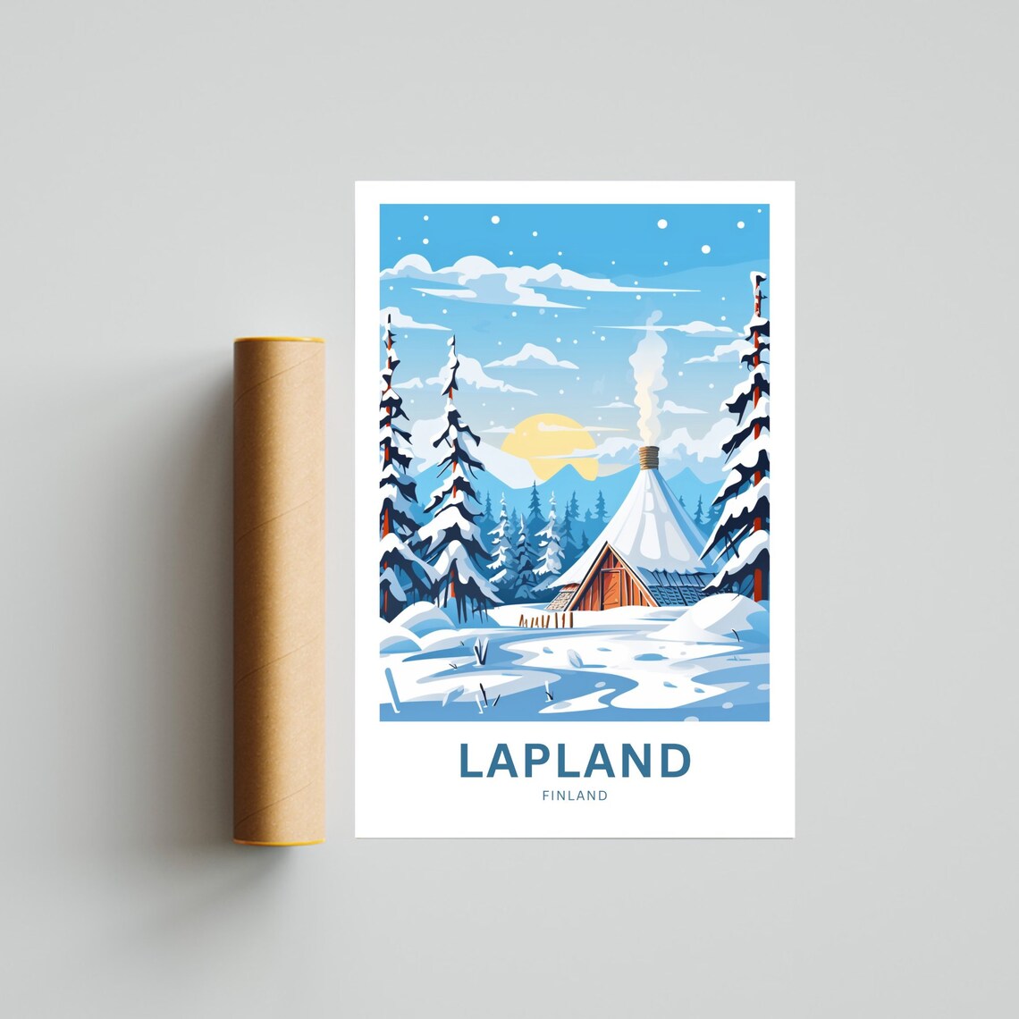 Personalized Lapland Finland Snowy Cabin Custom Text Travel Poster - Image 2