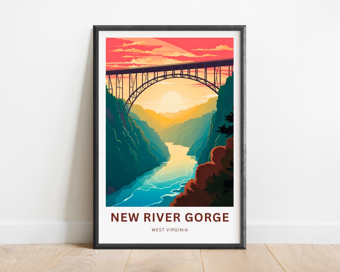 New River Gorge West Virginia Sunset Bridge View Travel Poster