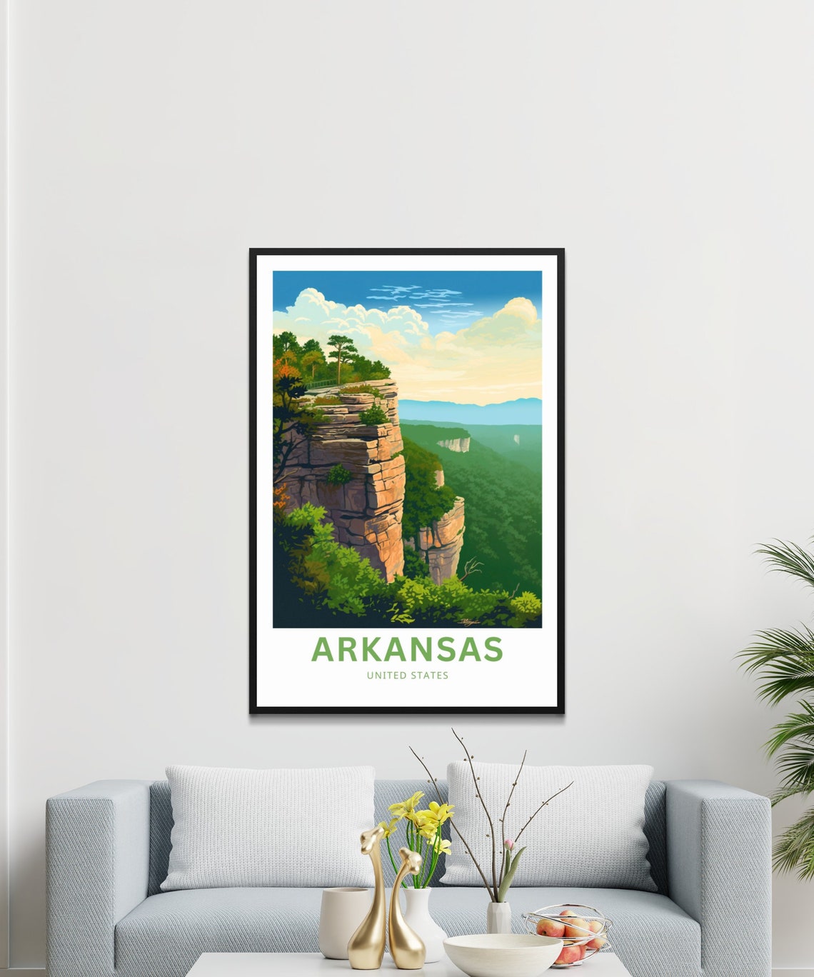 Personalized Arkansas Ozark Cliff Forest Valley Travel Poster - Image 3