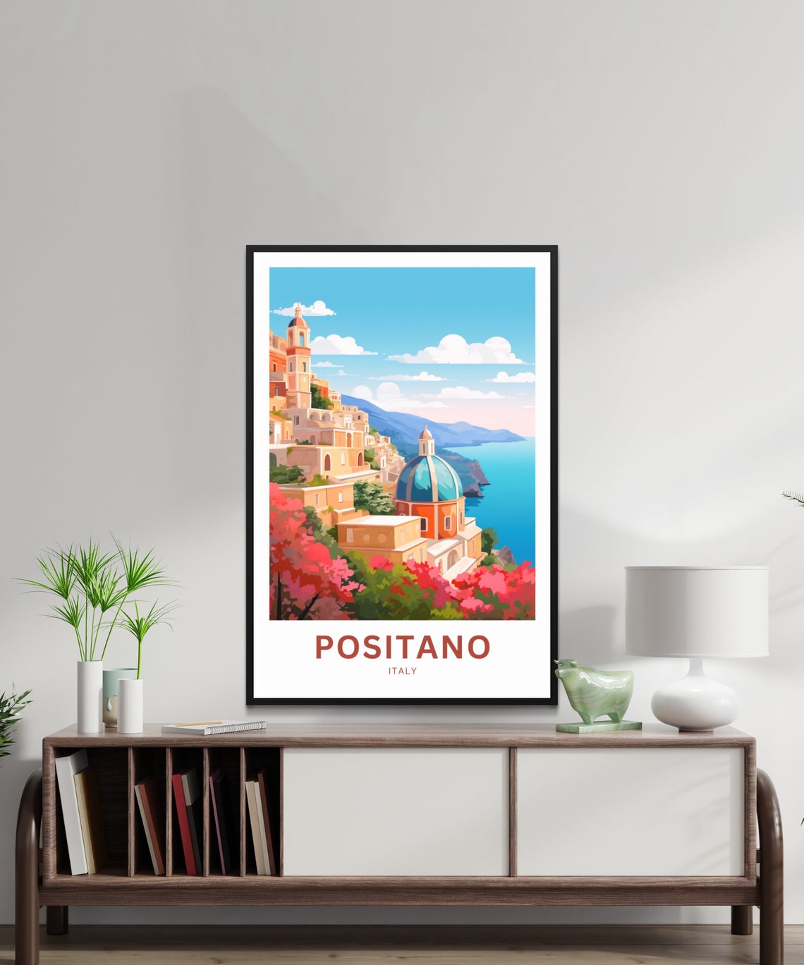 Positano Italy Custom Text Domed Church Cliffside Coast Travel Poster - Image 2