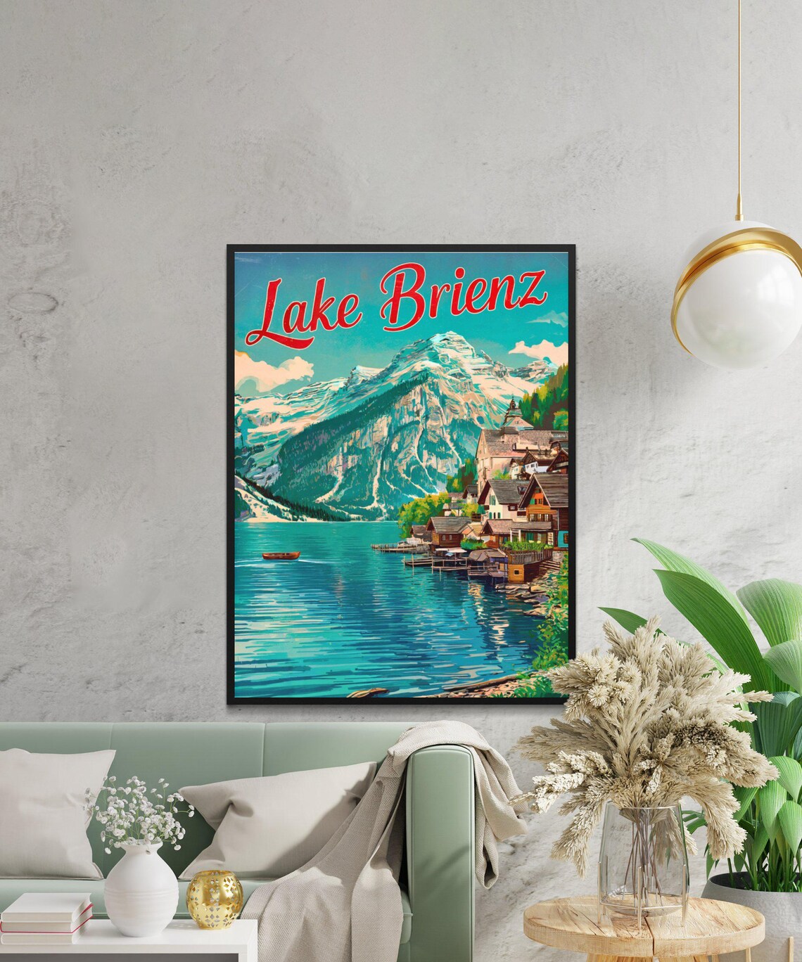 Lake Brienz Switzerland Vintage Lakeside Village Mountain Poster - Image 4