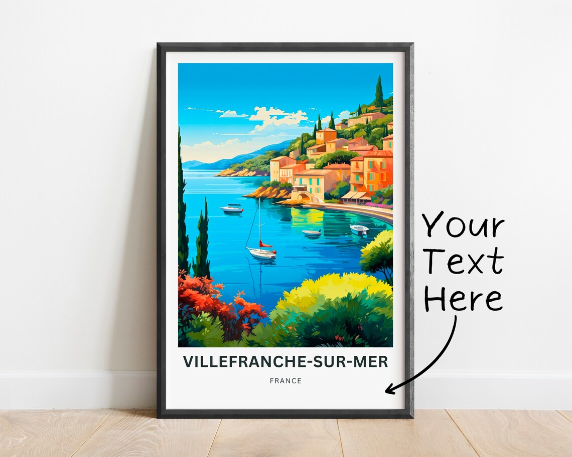 Villefranche-sur-Mer France Azure Bay Sailboats Cypress Travel Poster - Image 2
