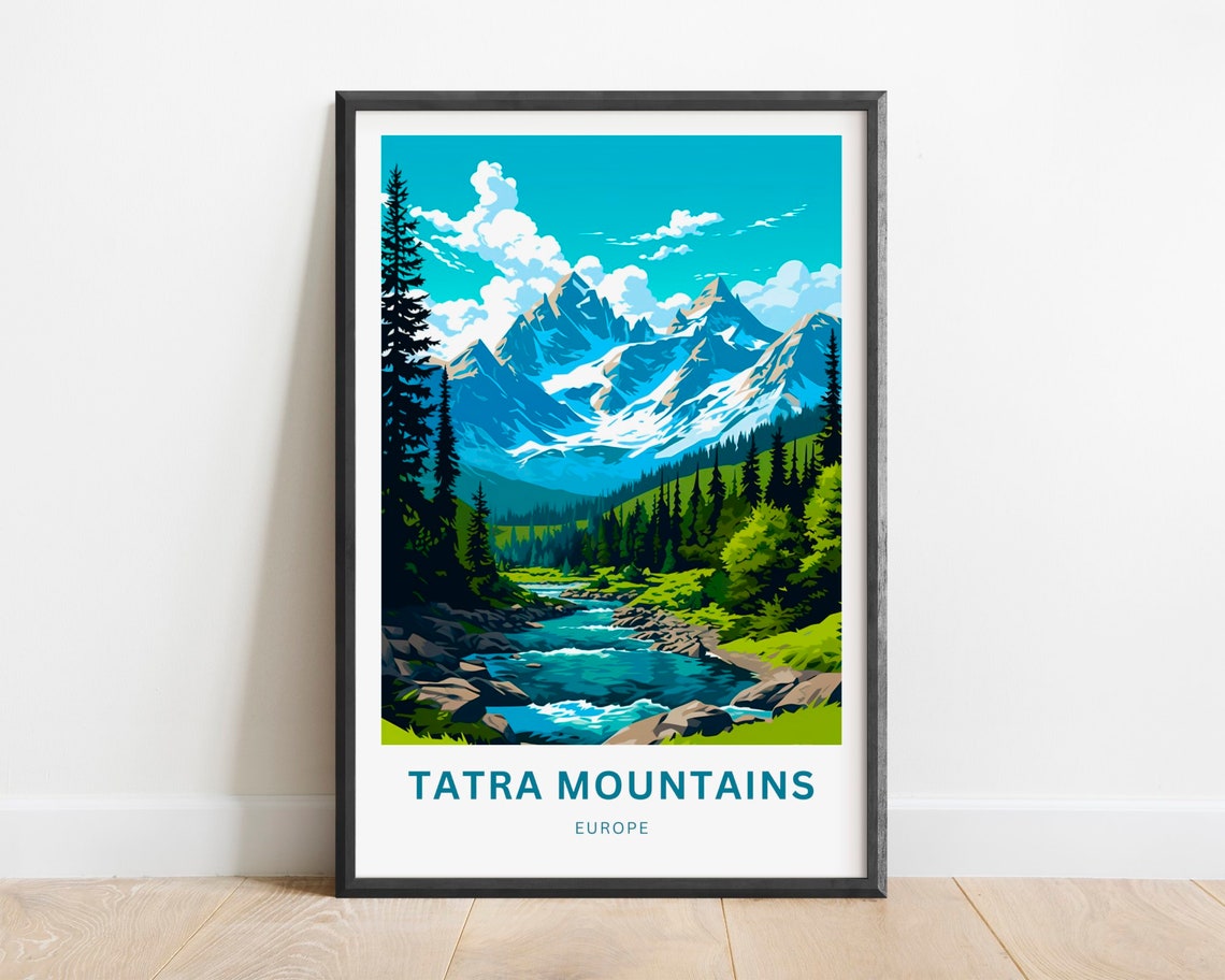 Tatra Mountains Europe Snowcapped Peaks Pine River Valley Poster