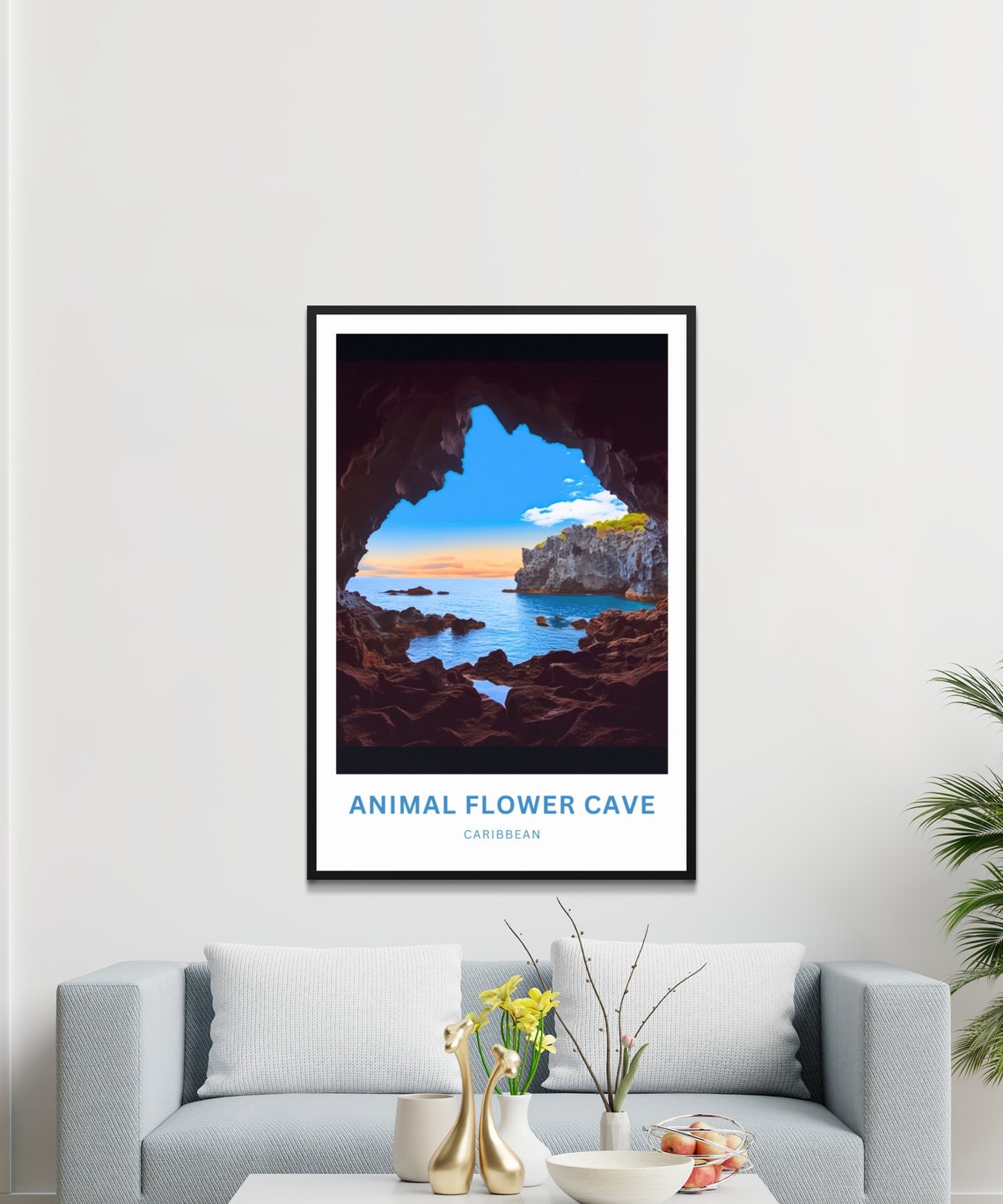 Animal Flower Cave Caribbean Sunset Ocean Cavern Photography Poster - Image 3