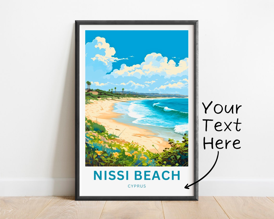 Nissi Beach Personalized Palm Shore Waves Cyprus Travel Poster
