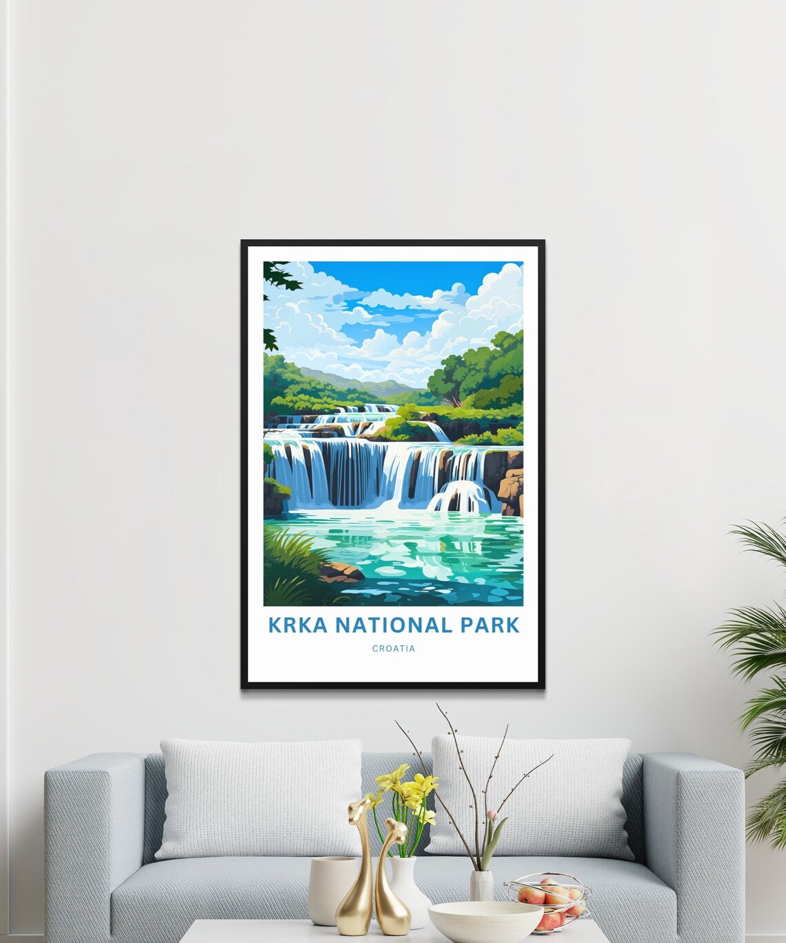 Krka National Park Croatia Turquoise Cascading Waterfalls Poster - Image 3