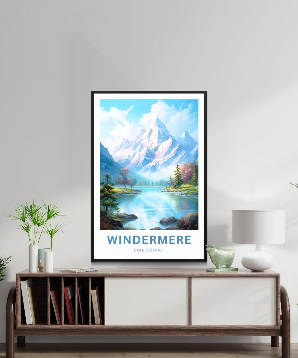 Windermere Lake District Snowy Peak Personalized Wall Poster - Image 2