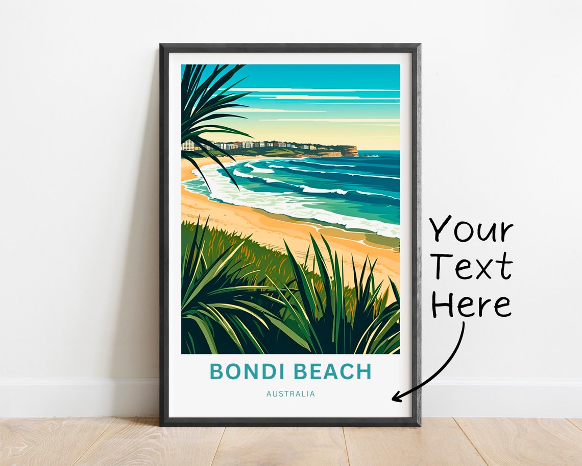 Bondi Beach Australia Surf Coast Morning Wave Custom Travel Poster
