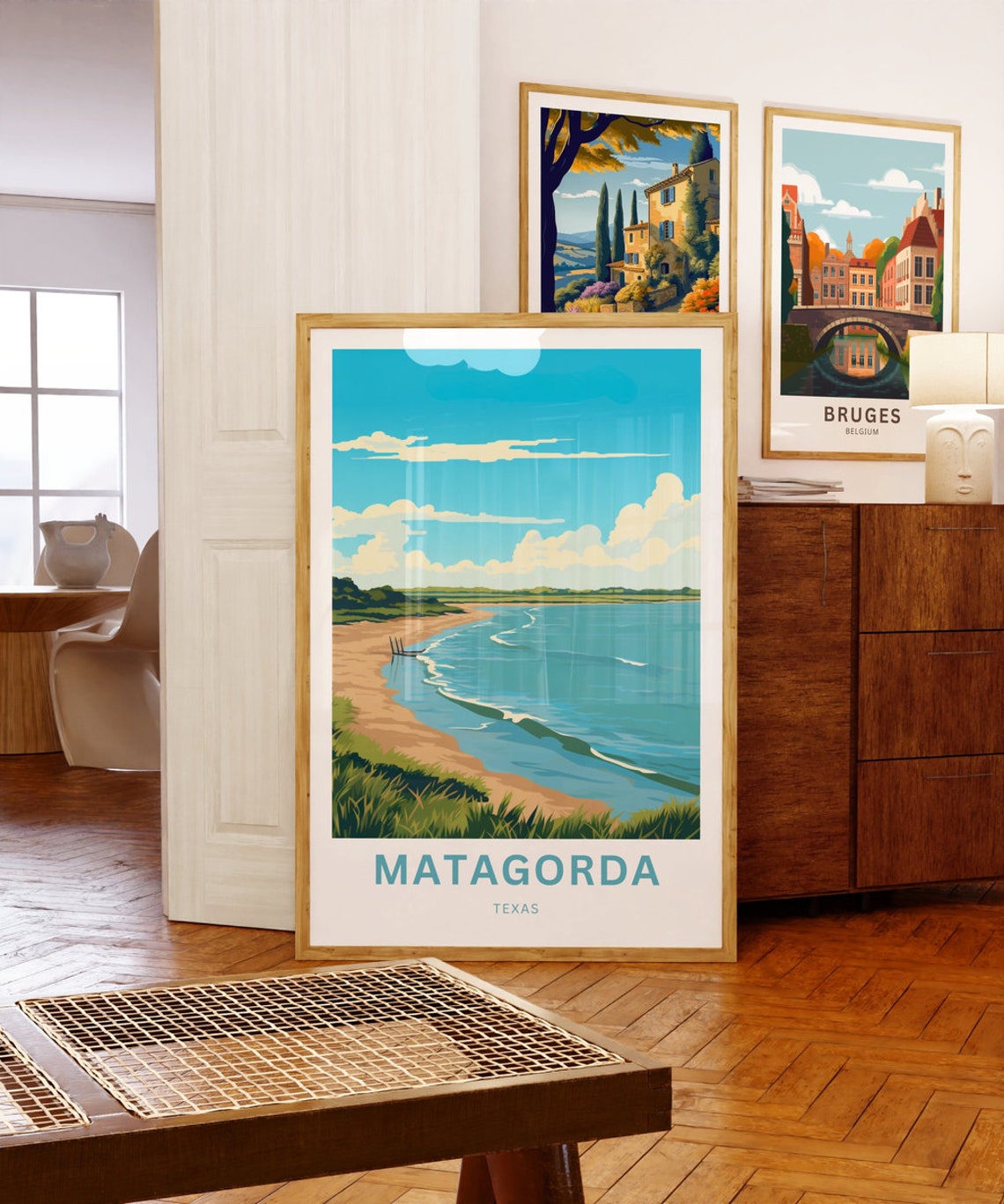 Matagorda Texas Customizable Gulf Coast Beach Shoreline Poster - Image 5