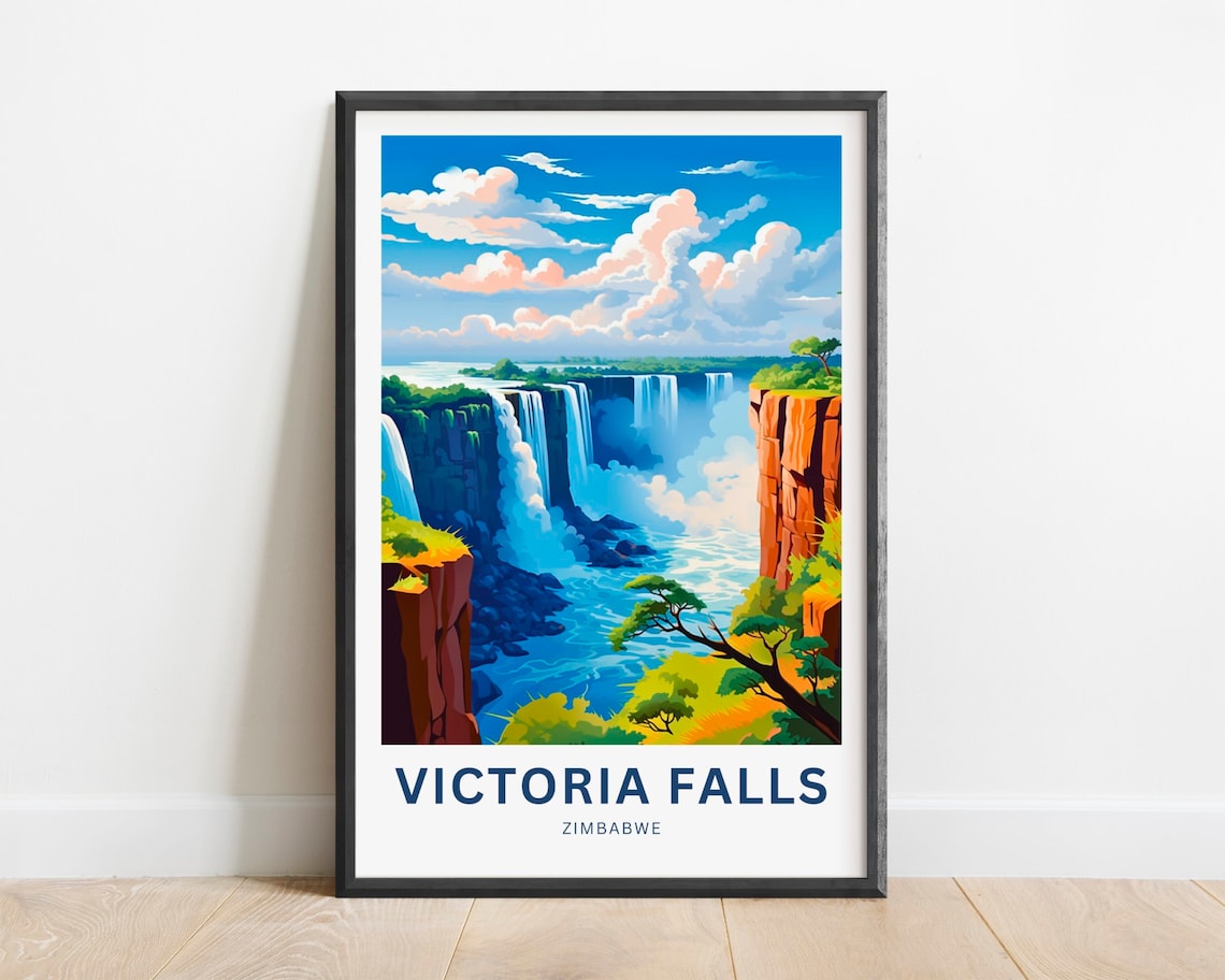Victoria Falls Travel Poster, Zimbabwe Wall Art