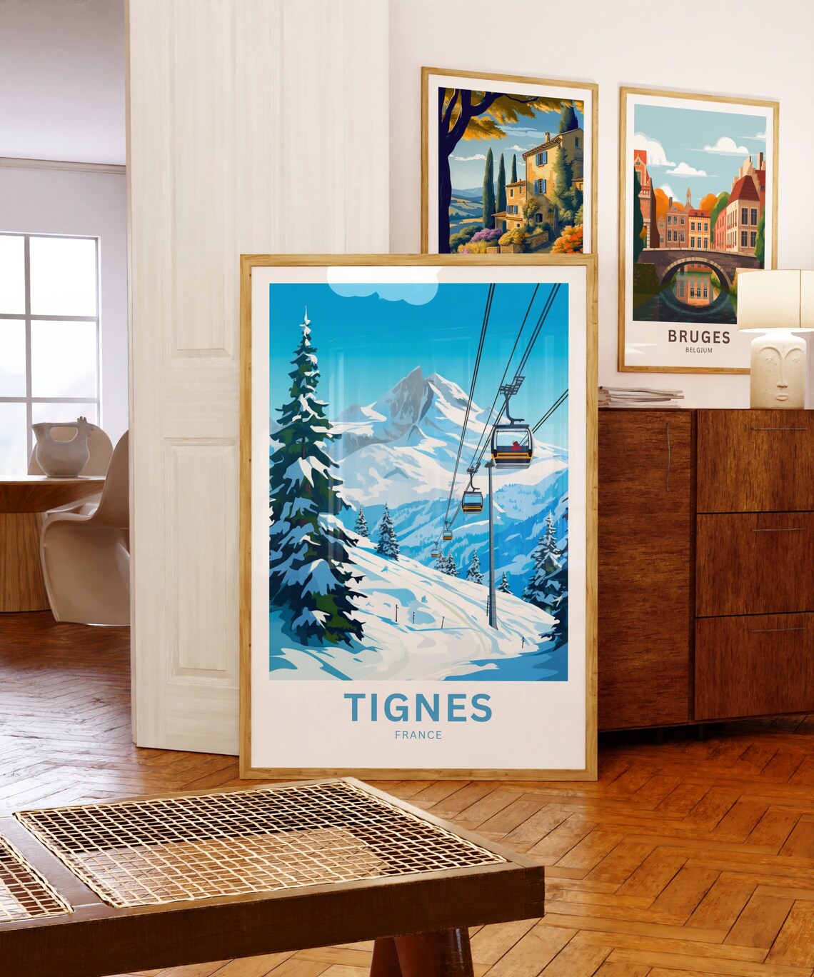 Tignes France Personalized Ski Gondola Snowy Alps Travel Poster - Image 5
