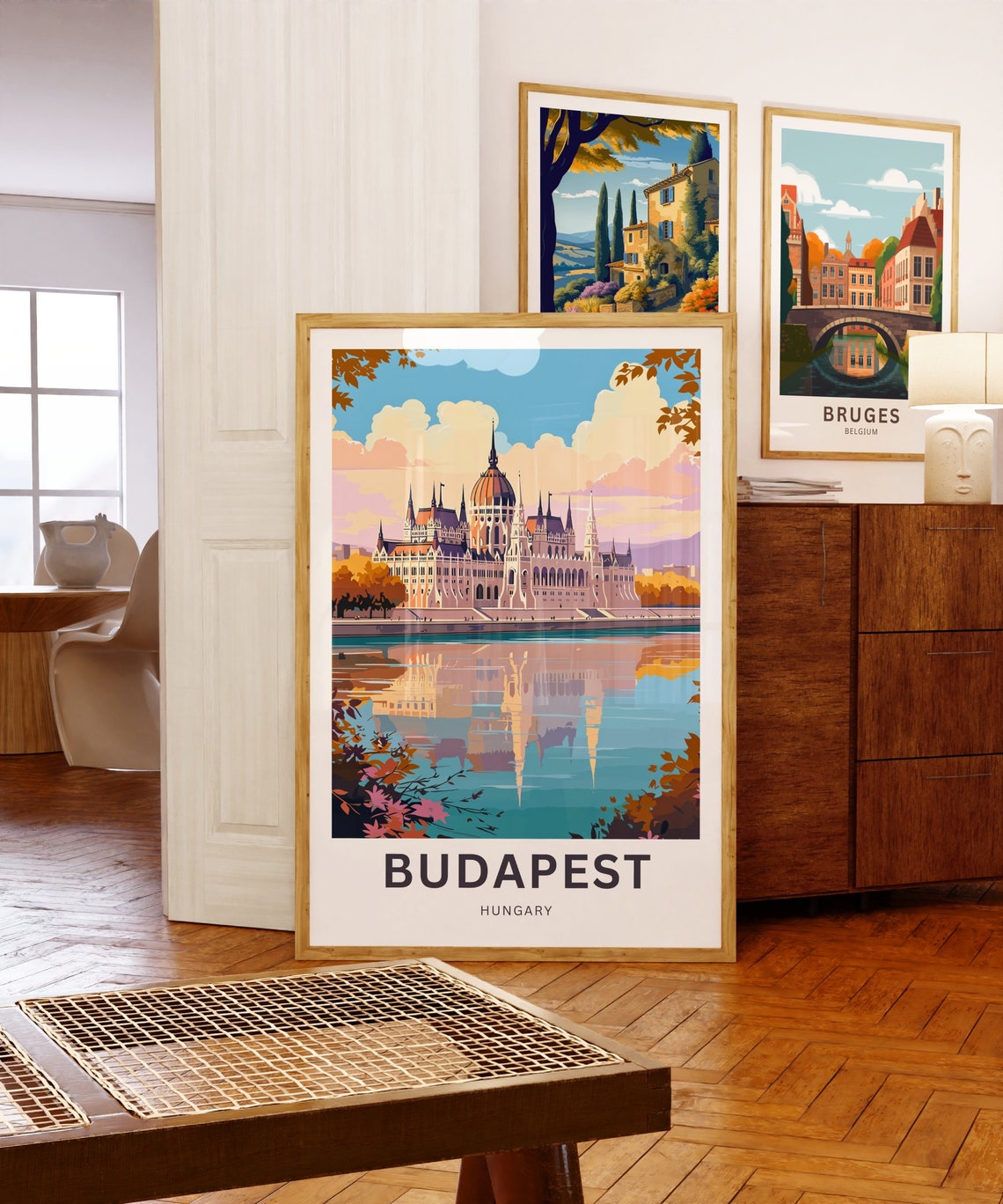 Budapest Hungary Parliament Danube Reflection Sunset Glow Poster - Image 5