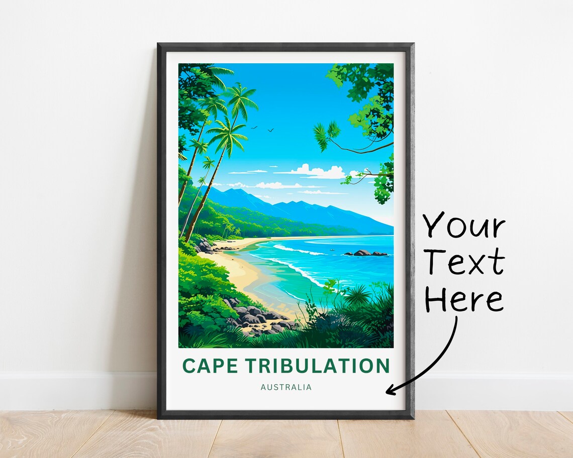 Cape Tribulation Australia Tropical Palm Beach Vintage Travel Poster - Image 2