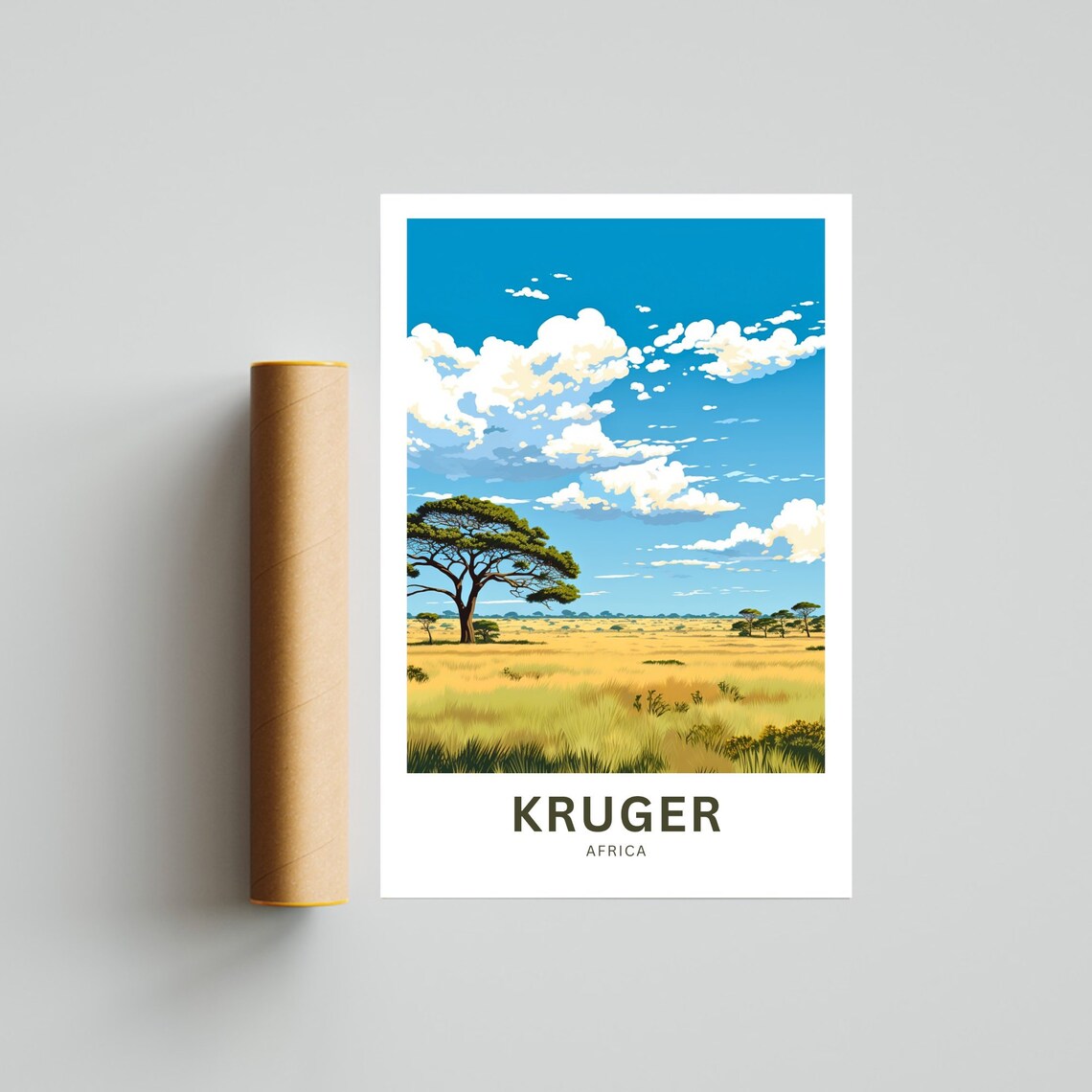 Kruger Africa Personalized Savanna Safari Acacia Tree Travel Poster - Image 4